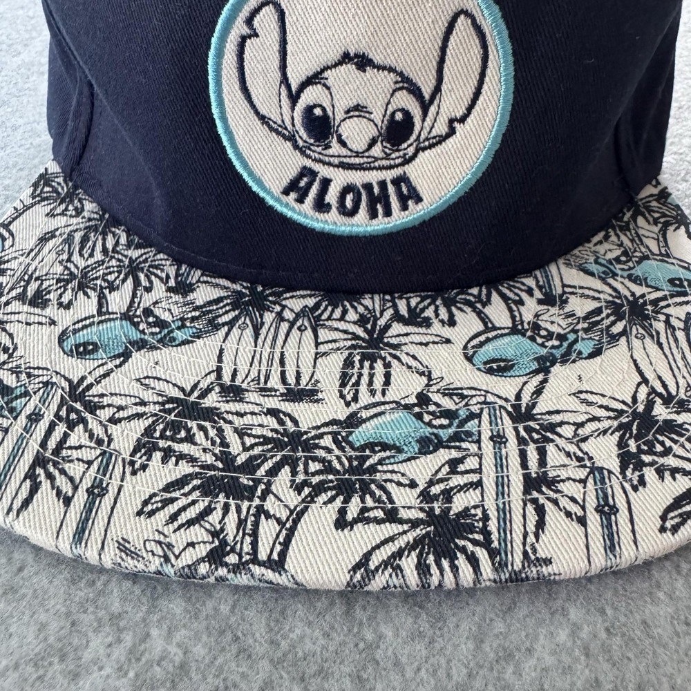 Disney Hat Cap Snap Back Blue Stitch Aloha Tropical Palm Brim One Size - Picture 3 of 10